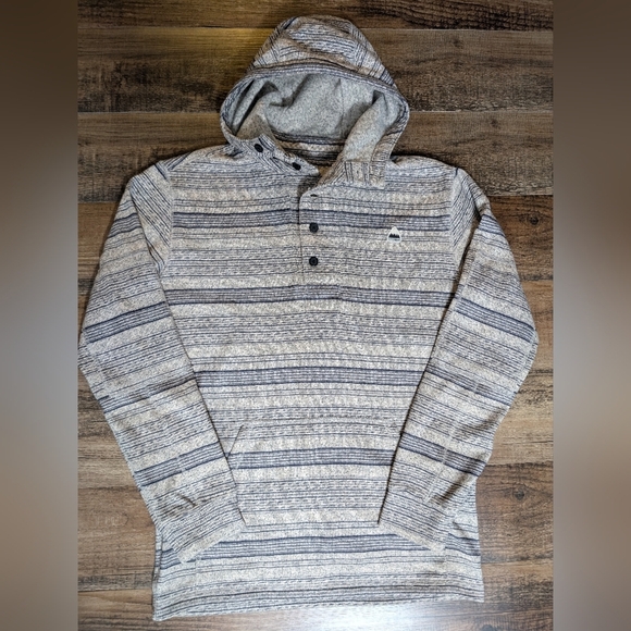 Burton Dry Ride Fleece Lined Striped 6 Button Henley Hoodie Size Small Snowboard - Picture 1 of 13